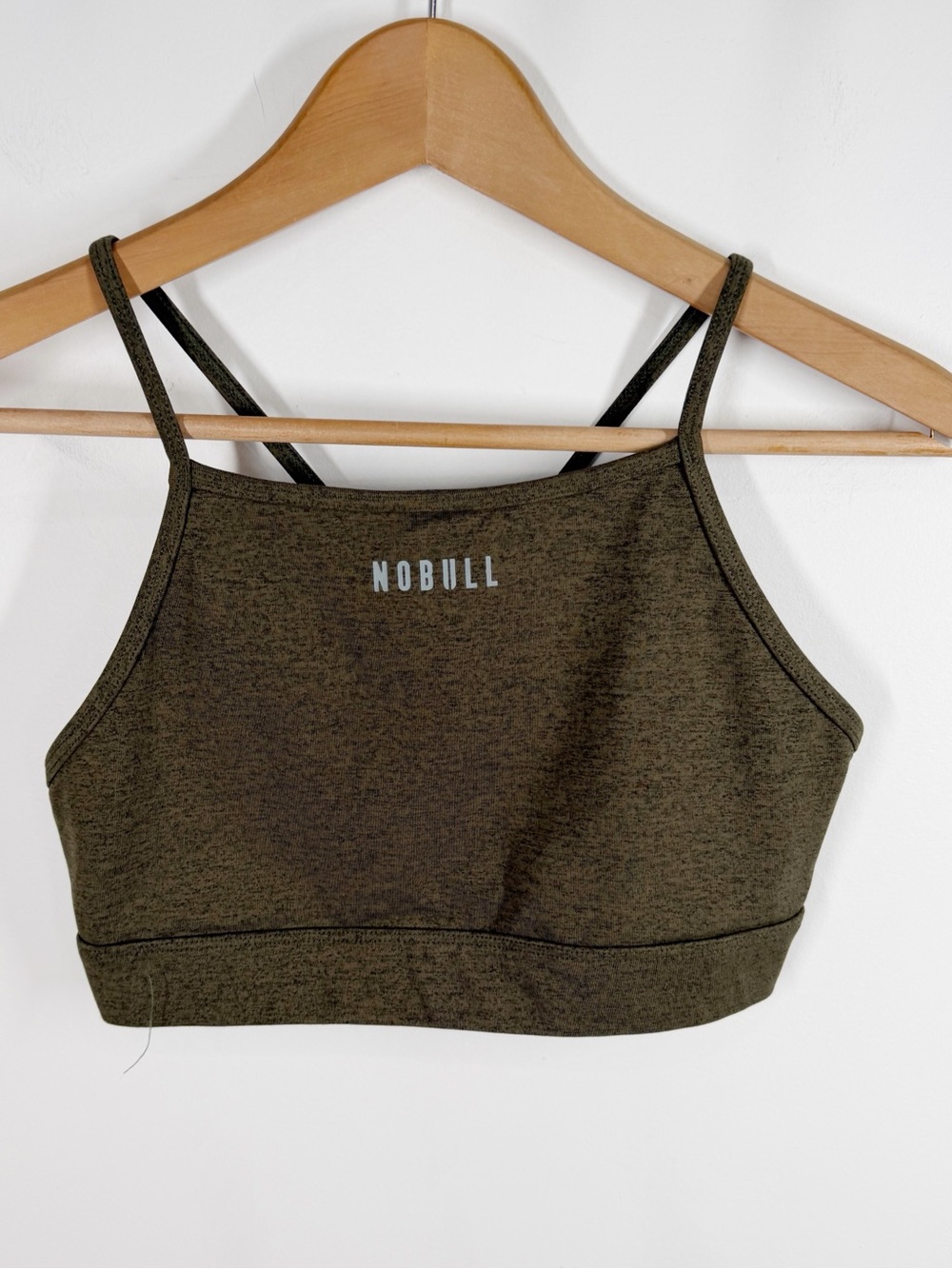 NOBULL Olive Green High Neck Strappy Sports Bra Medium